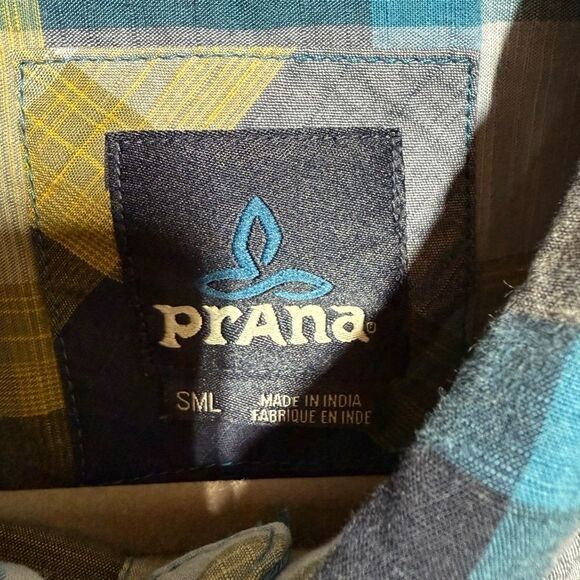 Prana Blue and Green Plaid Shirt, Size S - Picture 5 of 5